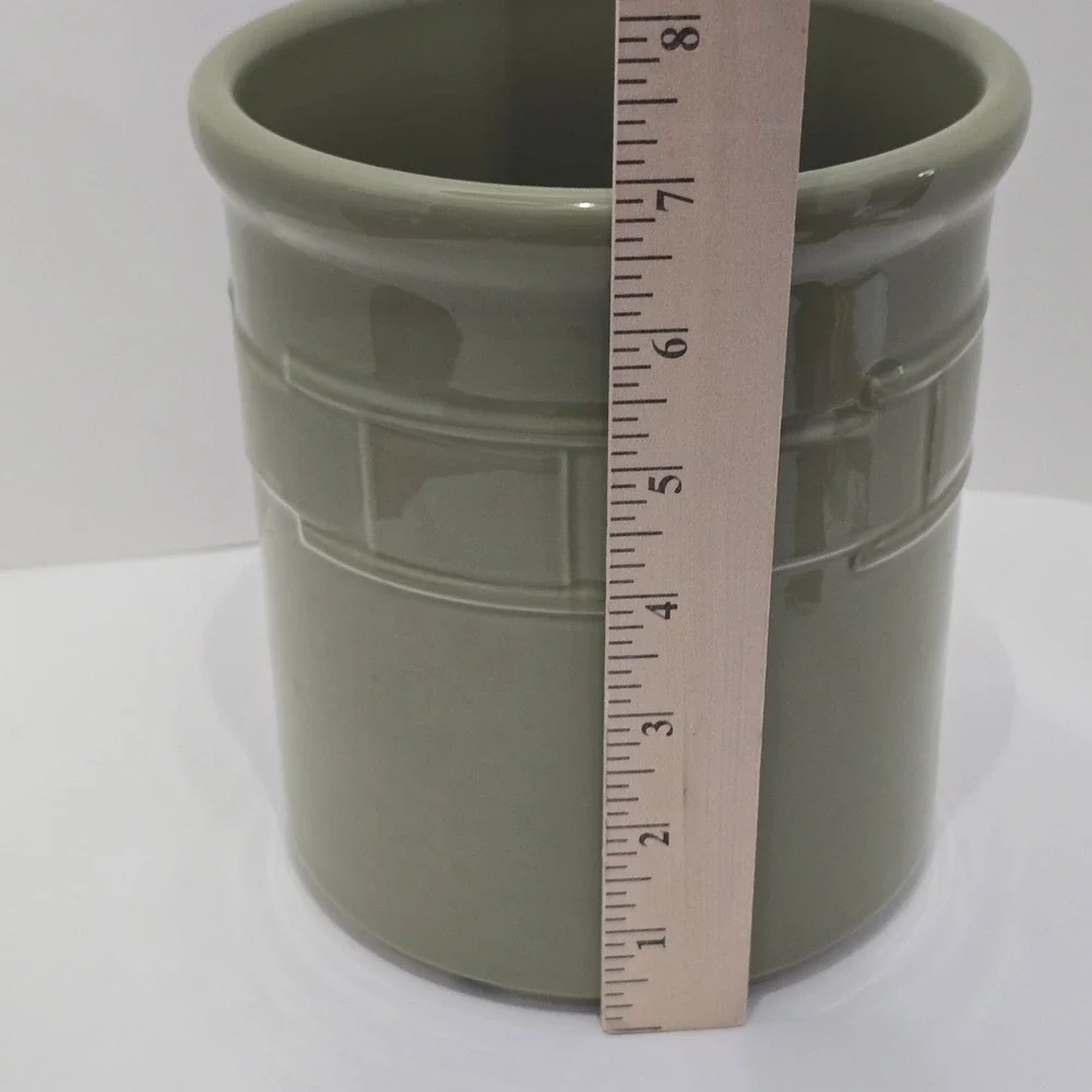 Longaberger Pottery Woven Traditions Sage 2 Quart Utensil Crock - Picture 4 of 4